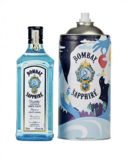 Bombay Sapphire Limited Edition Holiday Pack, Collectible Spray Can Tin (750ml) (750ml)